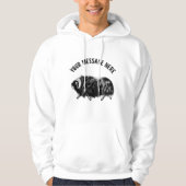 Aangepaste zwarte Muskox-illustratie Hoodie (Voorkant)