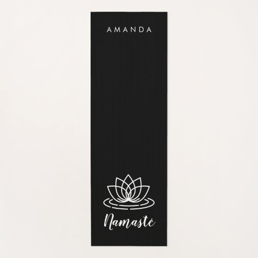 Aangepaste zwarte Namasté yoga-mat met Lotus flowe Yogamat (Voorkant)