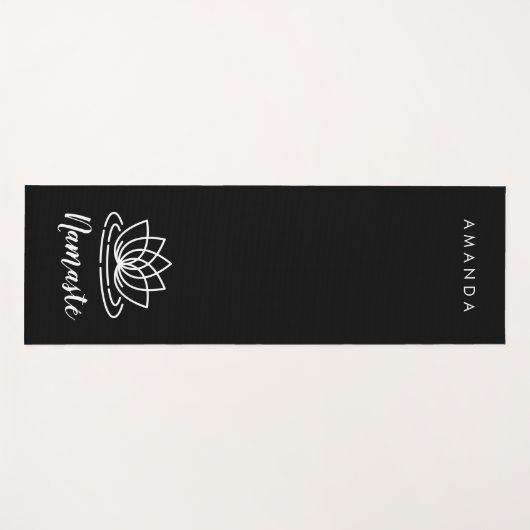 Aangepaste zwarte Namasté yoga-mat met Lotus flowe Yogamat (Voorkant (horizontaal))
