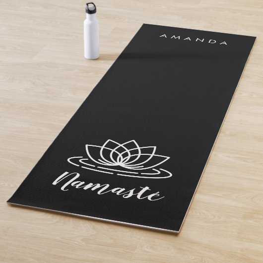 Aangepaste zwarte Namasté yoga-mat met Lotus flowe Yogamat (In situ)