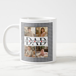 Aangepaste Zwarte Plaid Moderne 4 Foto Collage Cad Grote Koffiekop