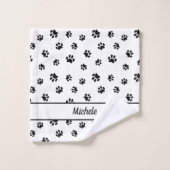 Aangepaste Zwarte Pootafdrukken Cute Fun Bad Handdoek (Wasdoekje)