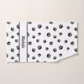 Aangepaste Zwarte Pootafdrukken Cute Fun Bad Handdoek (Handdoek)