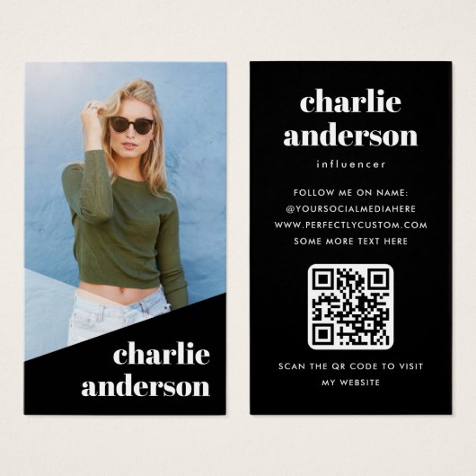 Aangepaste zwarte profielkaarten met hoofdrolspele visitekaartje (Voorkant /achterkant)