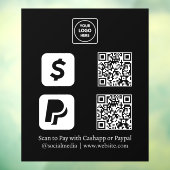 Aangepaste Zwarte QR-betalingsdisplay | CashApp &  Raamsticker (Vel 3)