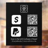 Aangepaste Zwarte QR-betalingsdisplay | CashApp &  Raamsticker (Vel 2)