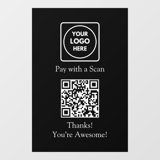Aangepaste zwarte QR-betalingsdisplay | Contactloo Raamsticker (Vel)