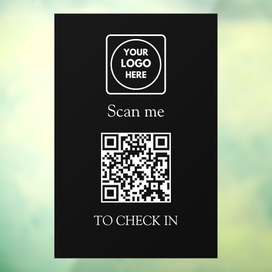 Aangepaste Zwarte QR Check-In | Weergave Bedrijfsl Raamsticker (Vel 3)