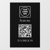 Aangepaste Zwarte QR Check-In | Weergave Bedrijfsl Raamsticker (Vel)