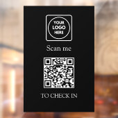 Aangepaste Zwarte QR Check-In | Weergave Bedrijfsl Raamsticker (Vel 2)