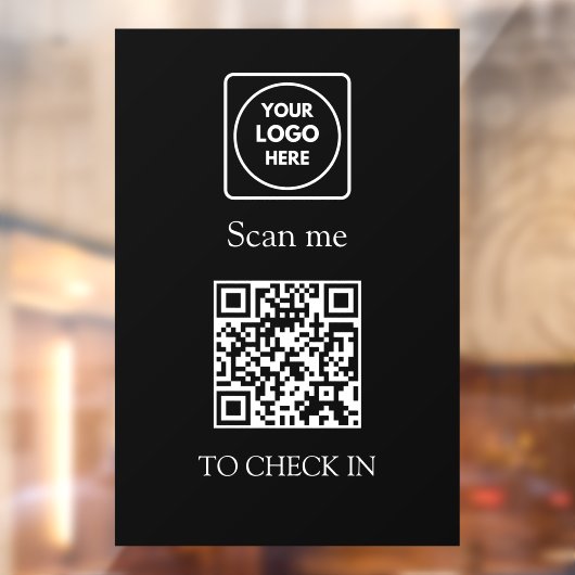 Aangepaste Zwarte QR Check-In | Weergave Bedrijfsl Raamsticker (Vel 2)