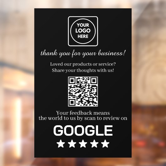 Aangepaste zwarte QR-code | Google Reviews-display Raamsticker (Vel 2)