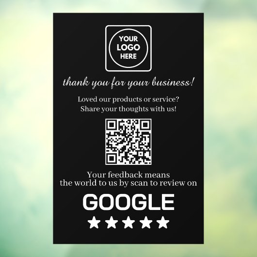 Aangepaste zwarte QR-code | Google Reviews-display Raamsticker (Vel 3)