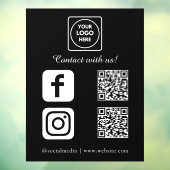 Aangepaste Zwarte QR-code | Instagram Facebook Wee Raamsticker (Vel 3)