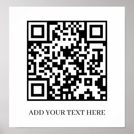 Aangepaste Zwarte QR-code | Minimalistische Tekstw Poster (Voorkant)
