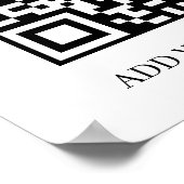 Aangepaste Zwarte QR-code | Minimalistische Tekstw Poster (Hoek)