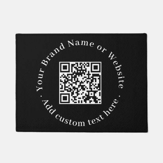 Aangepaste Zwarte QR-code | Moderne Zakelijke Begr Deurmat (Voorkant)