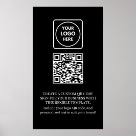 Aangepaste zwarte QR-code | Professioneel bedrijf Poster