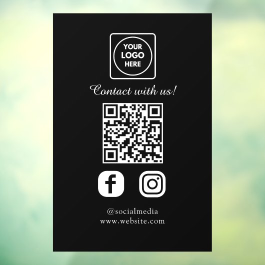 Aangepaste zwarte QR-code | Social Media-display Raamsticker (Vel 3)