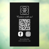 Aangepaste zwarte QR-code | Weergave op sociale me Raamsticker (Vel 3)