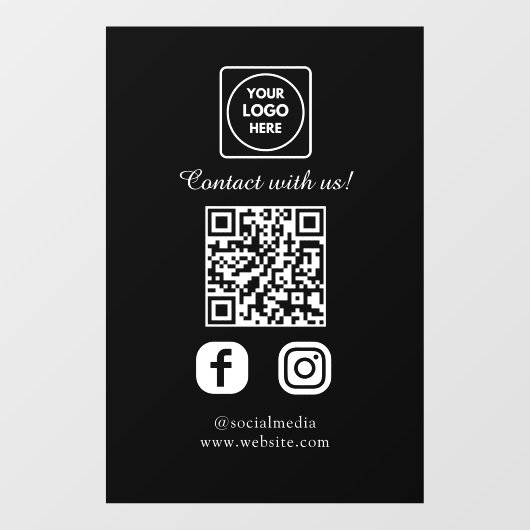 Aangepaste zwarte QR-code | Weergave op sociale me Raamsticker (Vel)