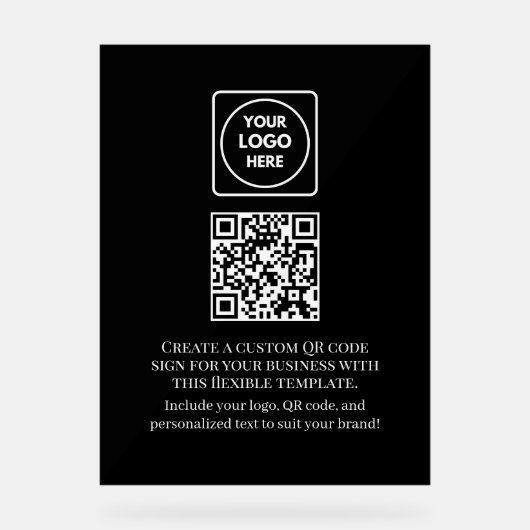 Aangepaste Zwarte QR | Zakelijk Logo Professioneel Acryl Bord (Voorkant)