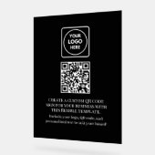 Aangepaste Zwarte QR | Zakelijk Logo Professioneel Acryl Bord (Hoek)