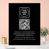 Aangepaste Zwarte QR | Zakelijk Logo Professioneel Acryl Bord (Huwelijk)