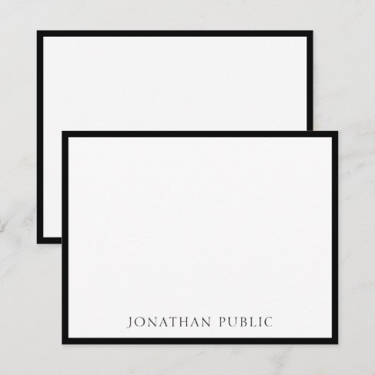 Aangepaste zwarte rand Eenvoudig ontwerp Witte Sja Notitiekaartje (Voorkant / Achterkant)