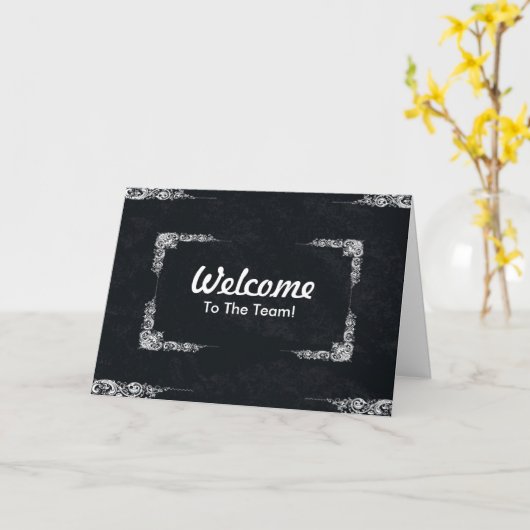 Aangepaste zwarte rand Welkom Kaart (Gele Bloem)