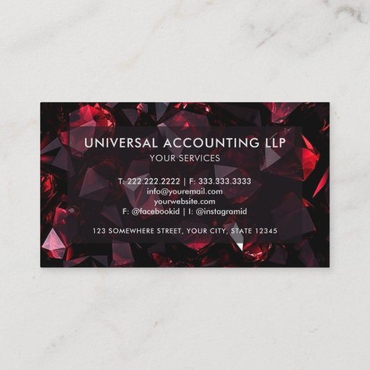 Aangepaste Zwarte Rode Diamant Abstract Profession Visitekaartje (Achterkant)