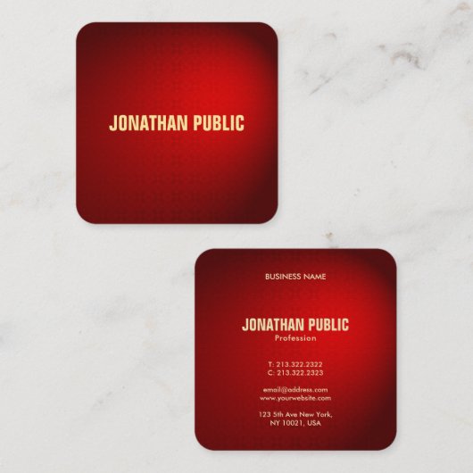 Aangepaste zwarte rode Sjabloon legante zijde Vierkante Visitekaartje (Voorkant / Achterkant)