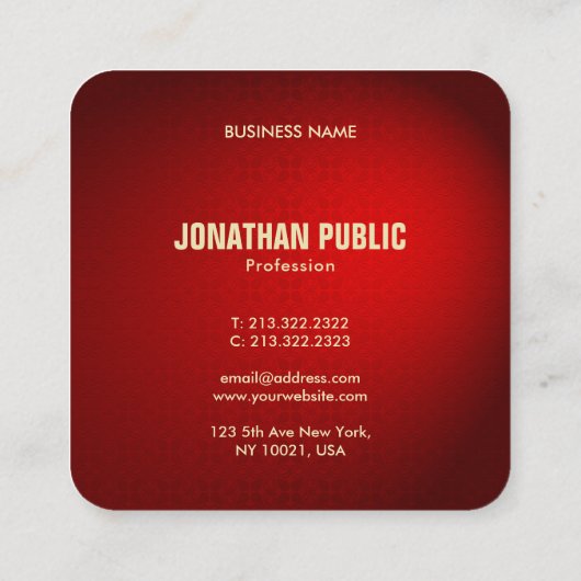 Aangepaste zwarte rode Sjabloon legante zijde Vierkante Visitekaartje (Achterkant)