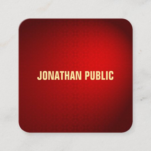 Aangepaste zwarte rode Sjabloon legante zijde Vierkante Visitekaartje (Voorkant)