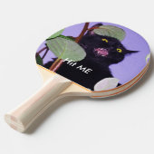 Aangepaste zwarte rode zwarte kat tafeltennisbatje (Voorkant Gekanteld)