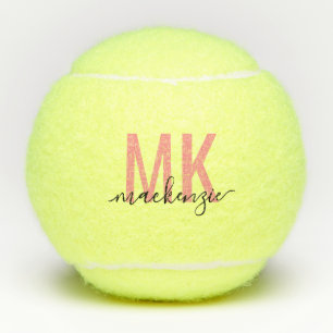 Aangepaste zwarte roze handtekening 2 Initialen Tennisballen