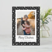 Aangepaste zwarte sterren Foto Merry-kerstkaarten Feestdagenkaart (Staand voorkant)