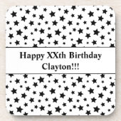 Aangepaste zwarte sterren met bericht verjaardagsf bier onderzetter (Voorkant)
