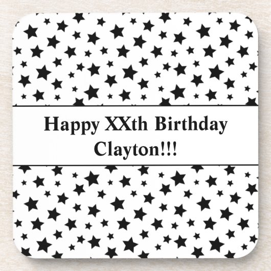 Aangepaste zwarte sterren met bericht verjaardagsf bier onderzetter (Voorkant)