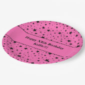 Aangepaste zwarte sterren met bericht verjaardagsf papieren bordje (Gekanteld)