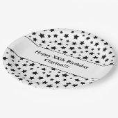 Aangepaste zwarte sterren met bericht verjaardagsf papieren bordje (Gekanteld)