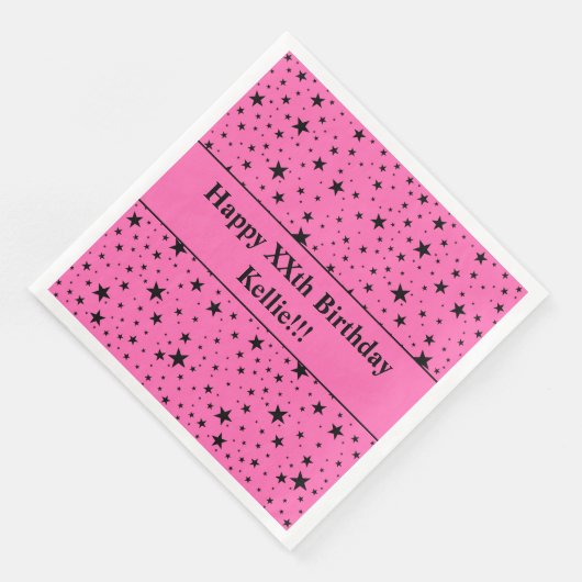 Aangepaste zwarte sterren met bericht verjaardagsf servet (Hoek)