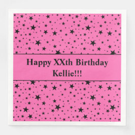 Aangepaste zwarte sterren met bericht verjaardagsf servet