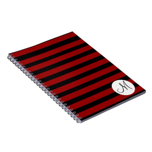 Aangepaste zwarte streepjes op monogram Initiaal Notitieboek (Rechterzijde)