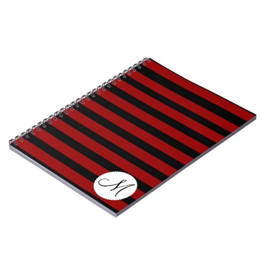 Aangepaste zwarte streepjes op monogram Initiaal Notitieboek (Linkerzijde)