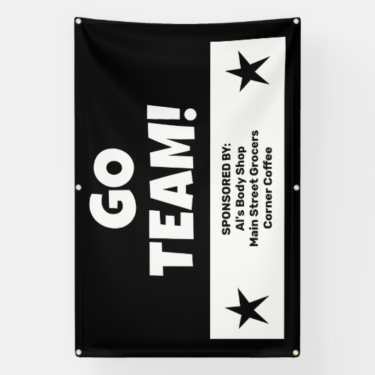 Aangepaste zwarte teambanner spandoek (Verticaal)