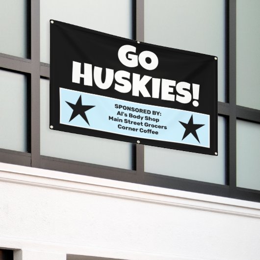 Aangepaste zwarte teambanner spandoek (Buitenkant Gebouw)