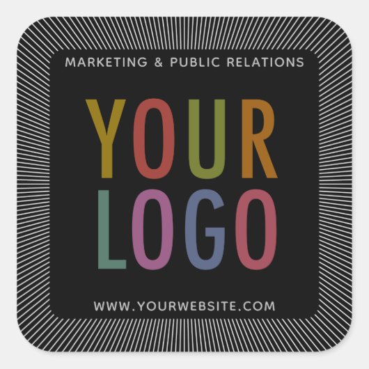 Aangepaste zwarte vierkante Stickers met Company L (Voorkant)