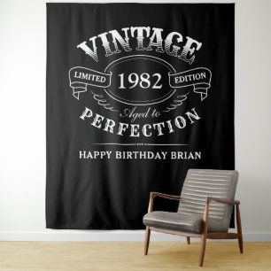 Aangepaste zwarte vintage verouderd tot perfecte v wandkleed