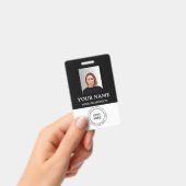 Aangepaste zwarte werknemer badge met foto, Logo,  (Handheld)